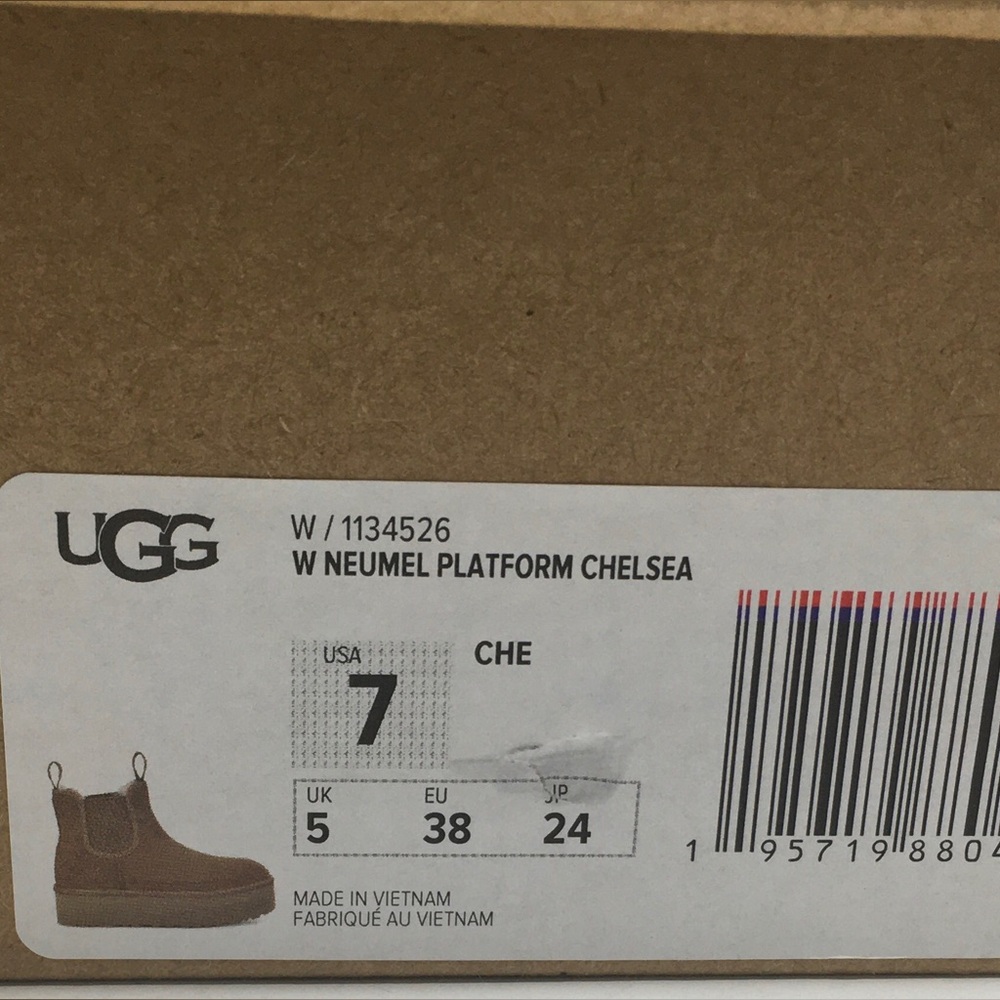 🔴SOLD Ugg Neumel Platform Chelsea Boots Chestnut Suede Shearling Sheepskin - Picture 14 of 15
